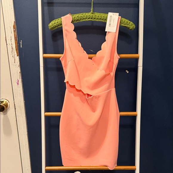 Tea n Cup Coral Scalloped Mini Dress - Picture 1 of 3